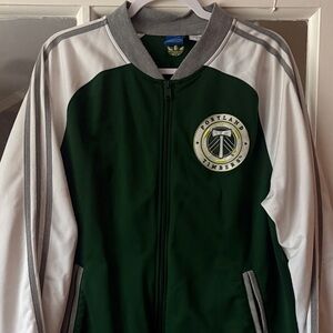 Adidas Men's Portland Timbers Green and White Track Jacket
